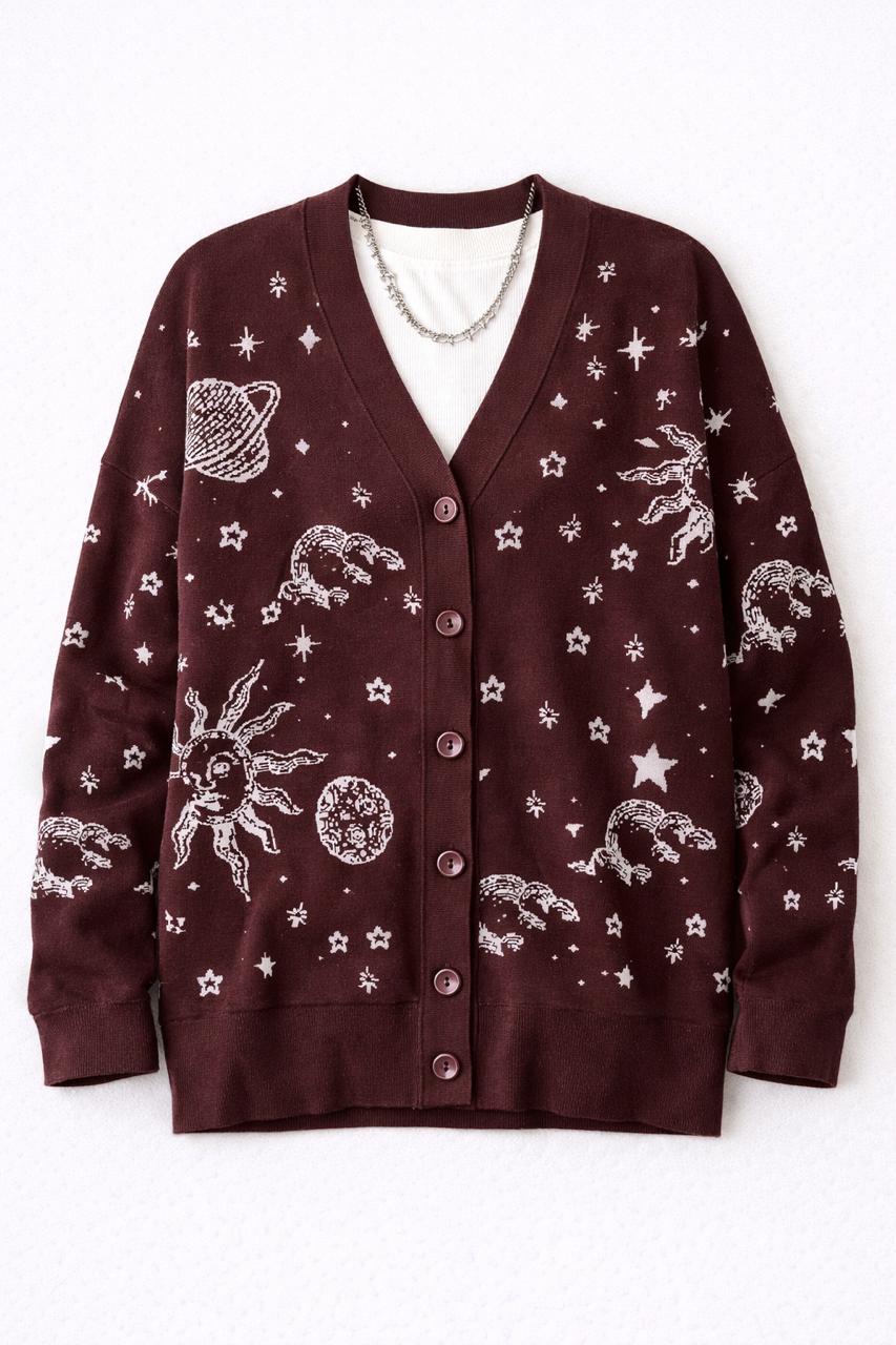 Brown Midnight Constellation Cardigan