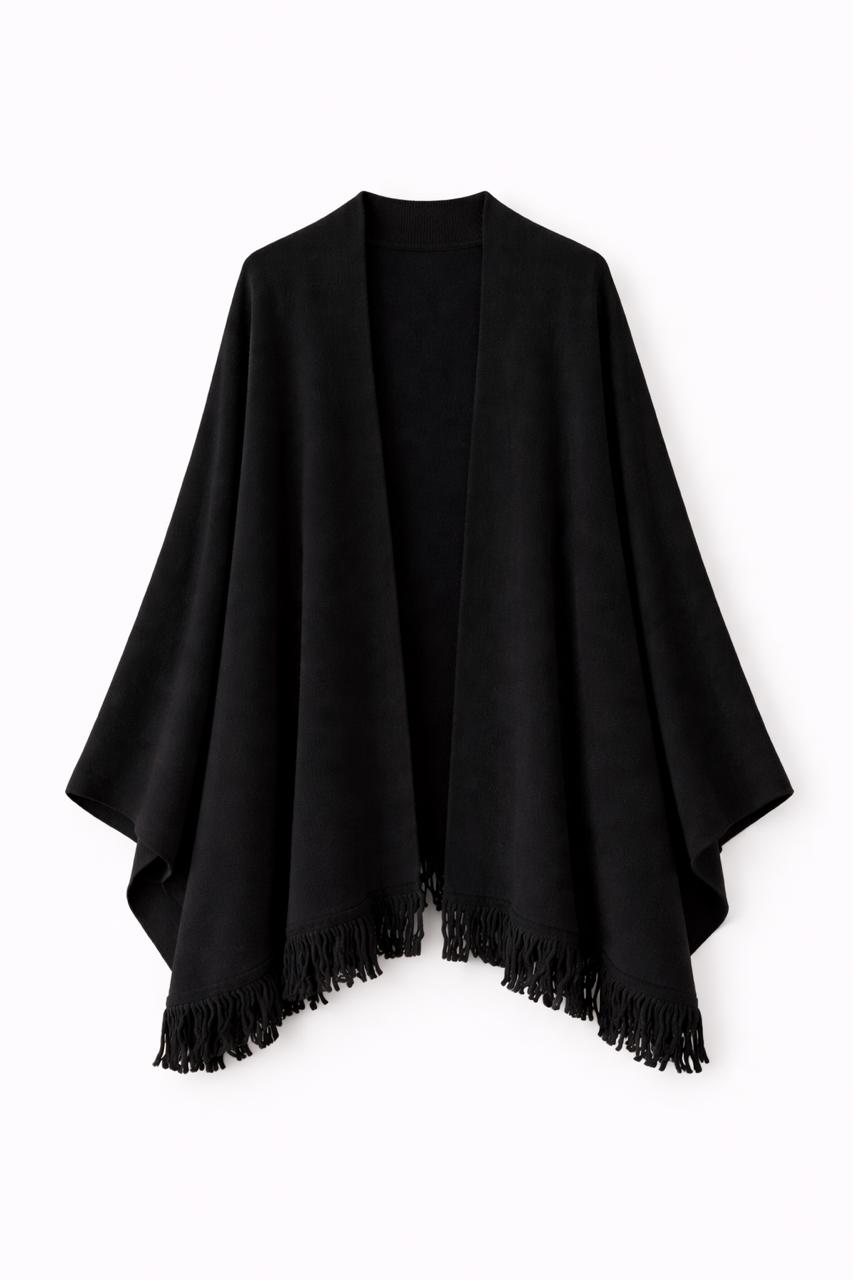 Black Main Character Fringe Shawl