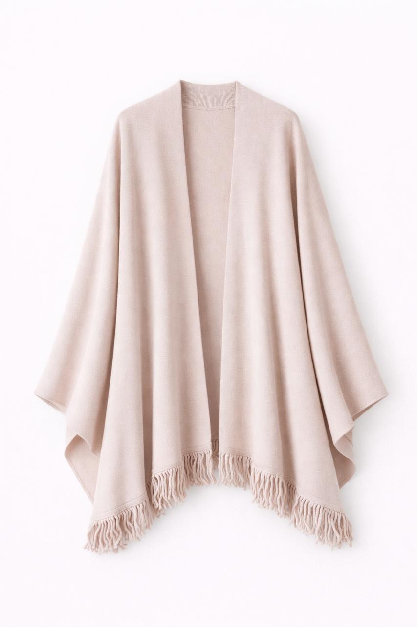 Beige Main Character Fringe Shawl