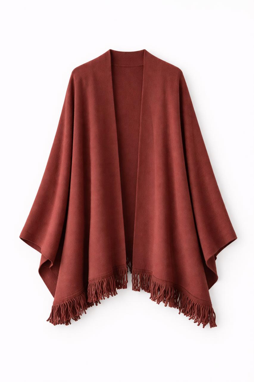 Rust Main Character Fringe Shawl