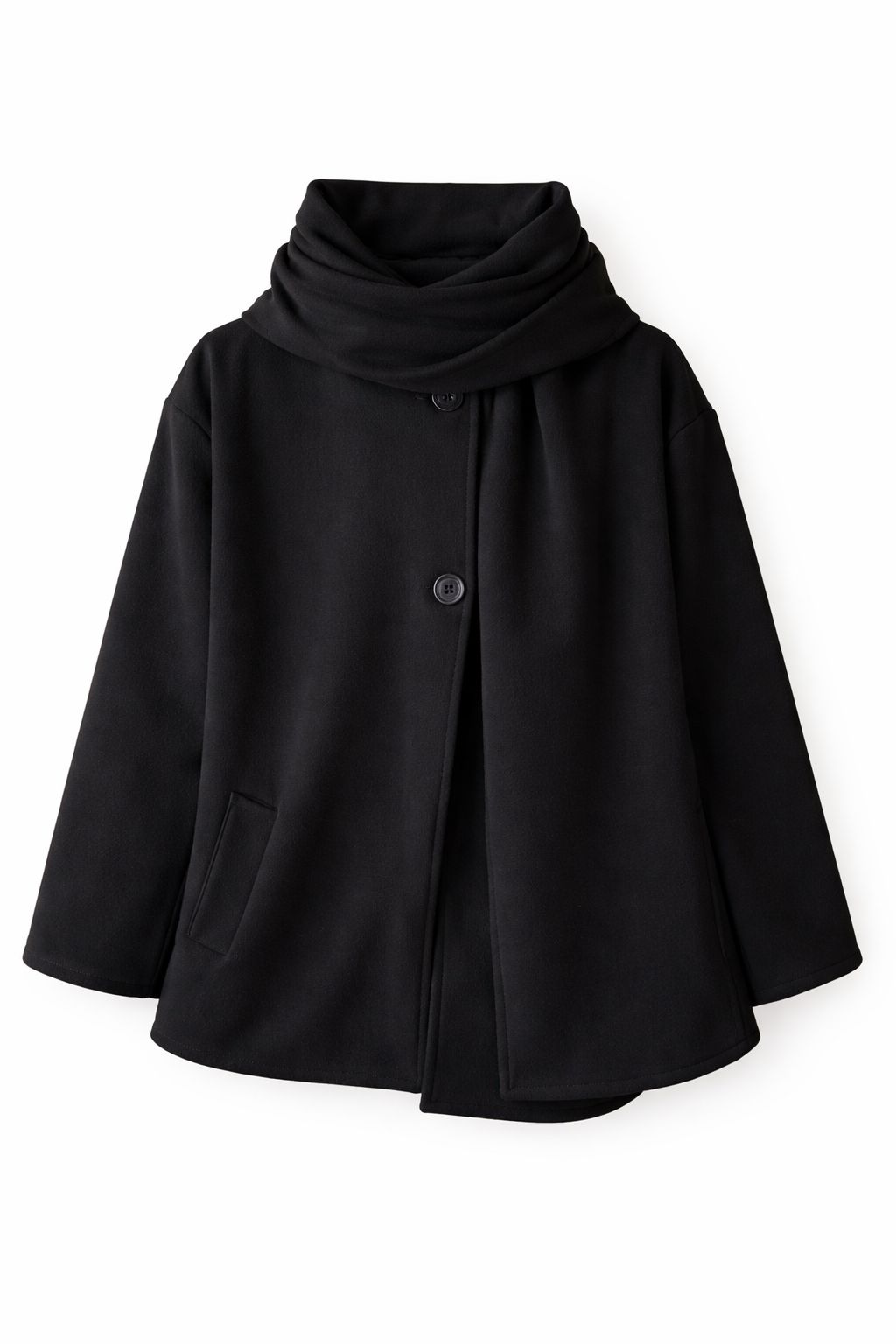 Black Fold Over Scarf Jacket