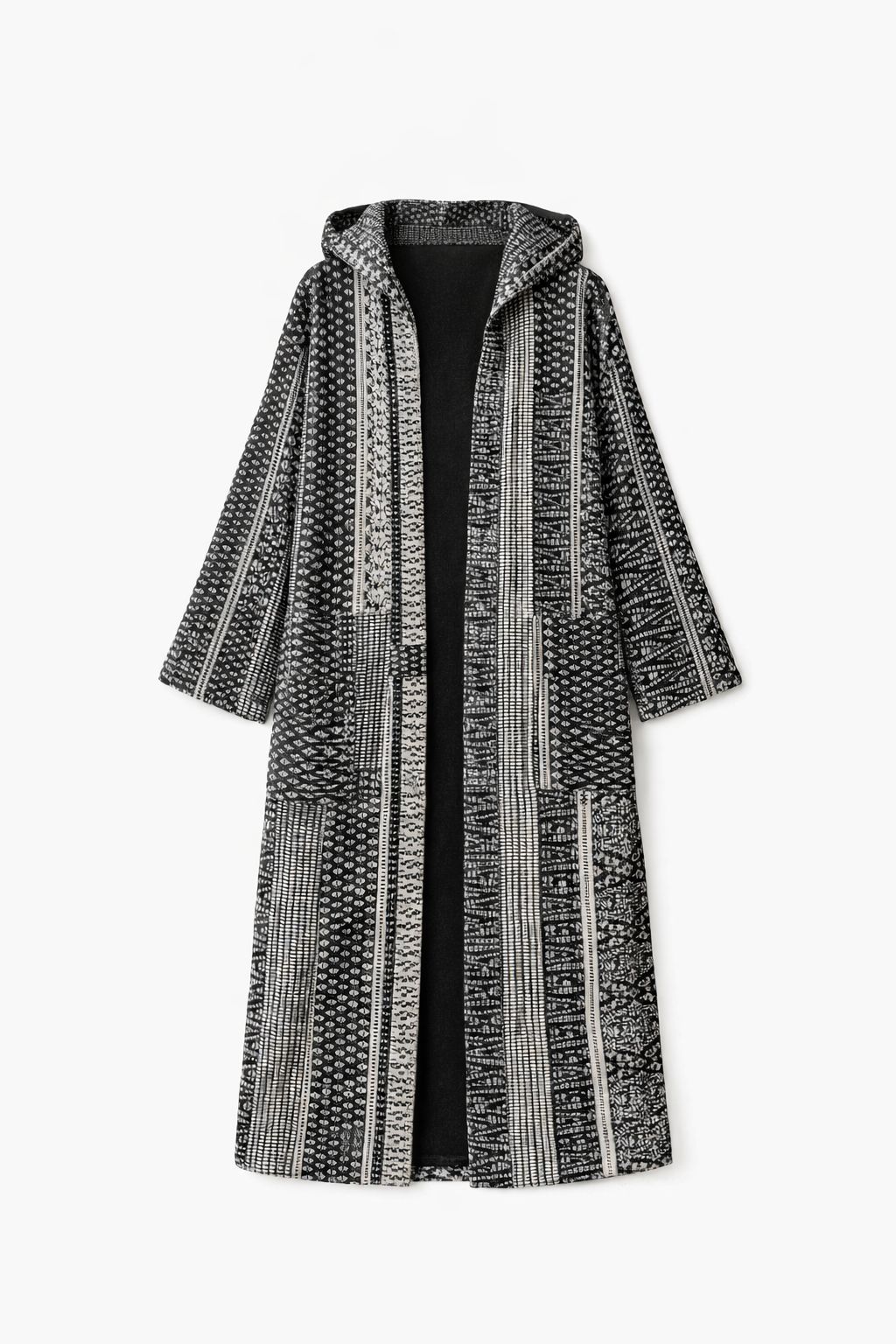 Black Nomadic Printed Hooded Cardigan