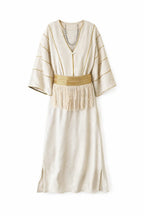 Beige Linen with detachable belt Kaftan