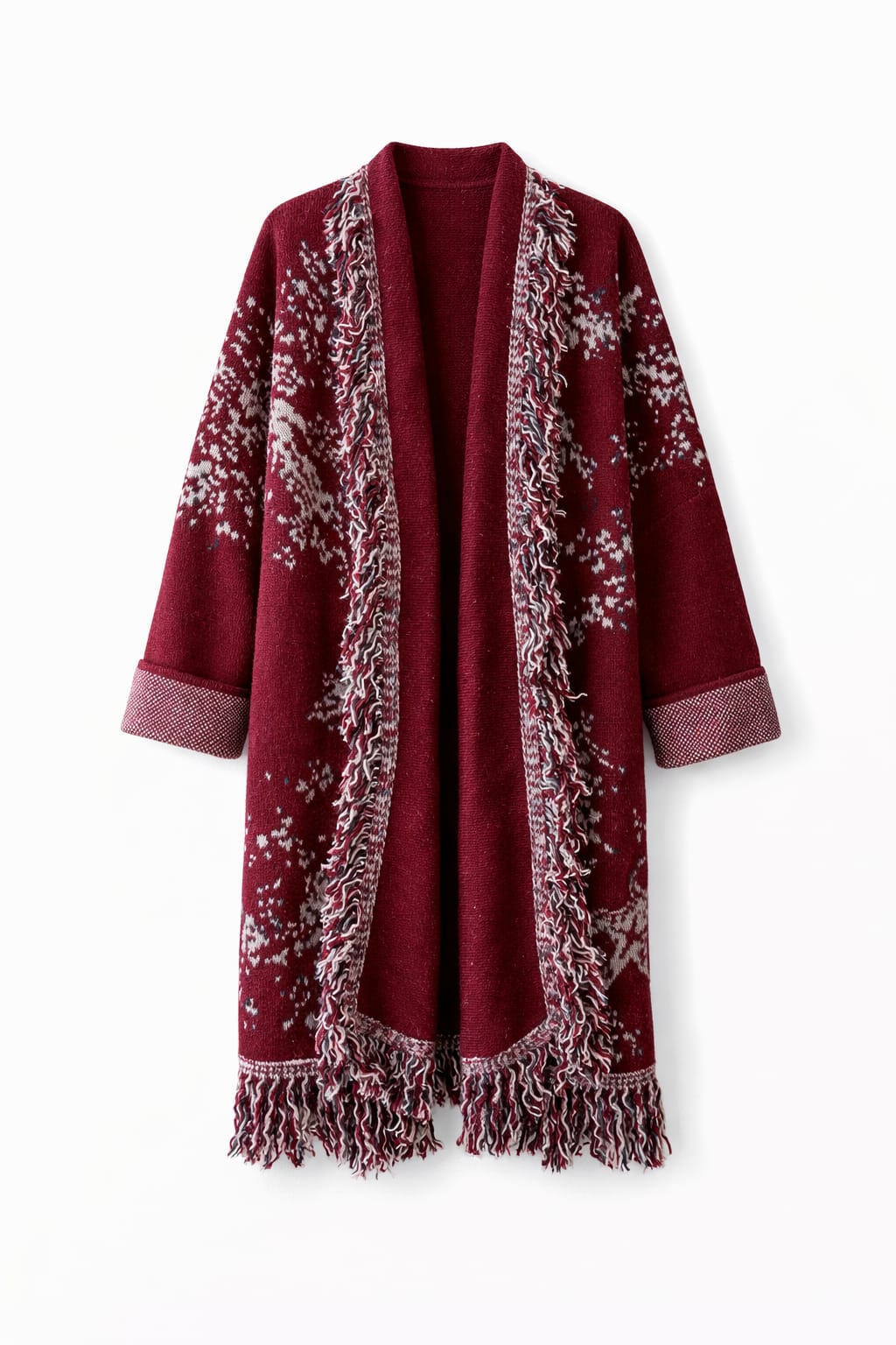Burgundy Nordic Star Cardigan