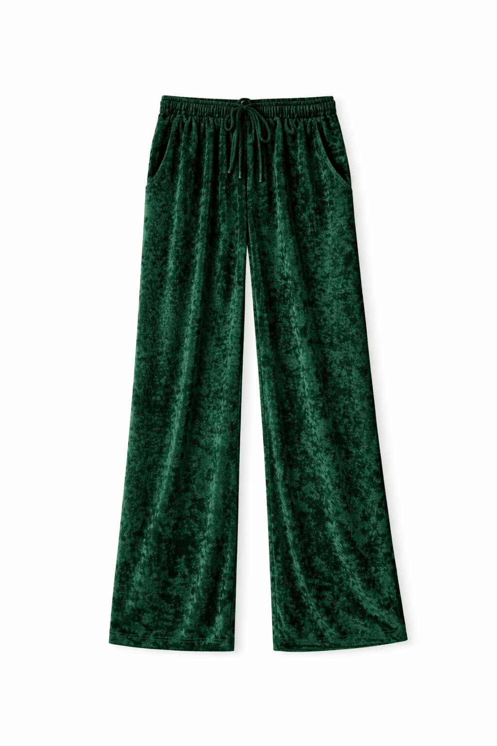Green Flowy Velvet Pants