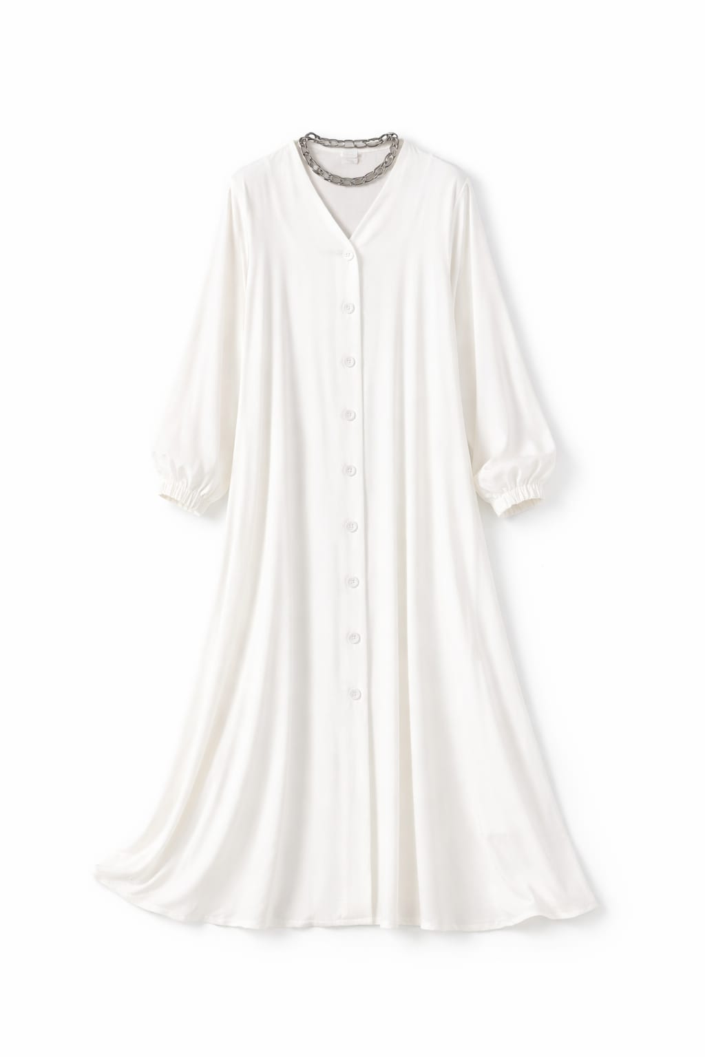 White V Buttons Dress