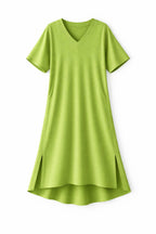 Lime Ribbed Flowy Dress