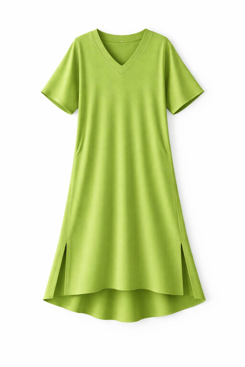 Lime Ribbed Flowy Dress
