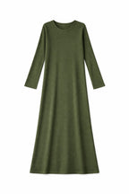 Olive Crew Neck Ribbed Dress