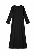 Black Crew Neck Ribbed Dress