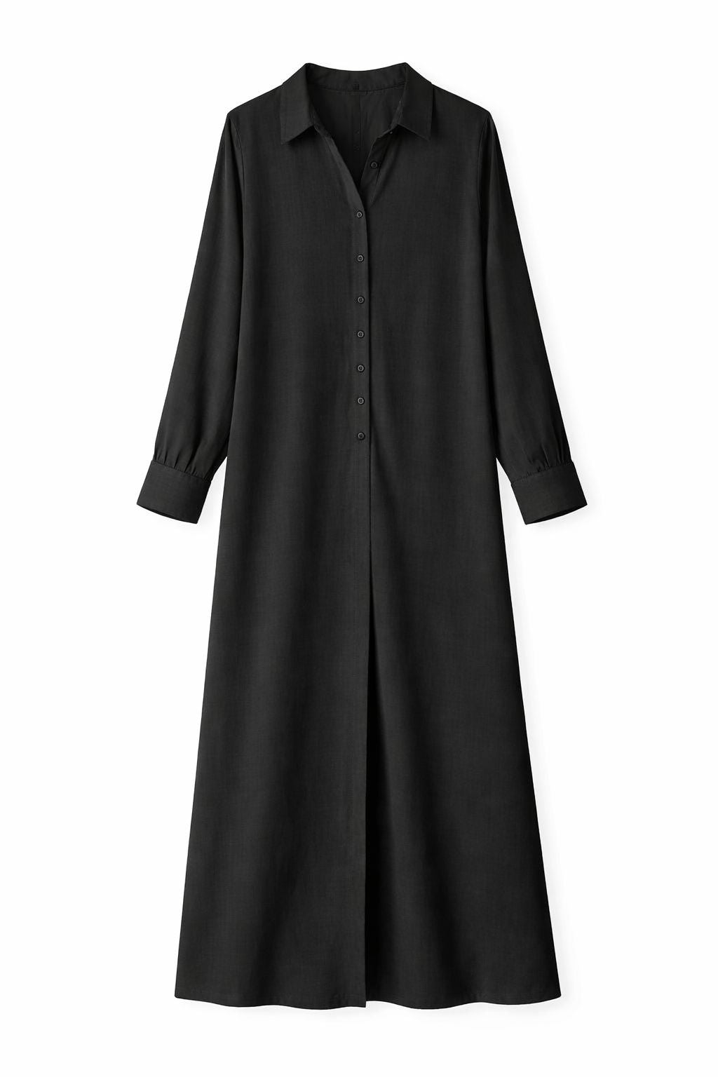 Black Longline Shirt Dress