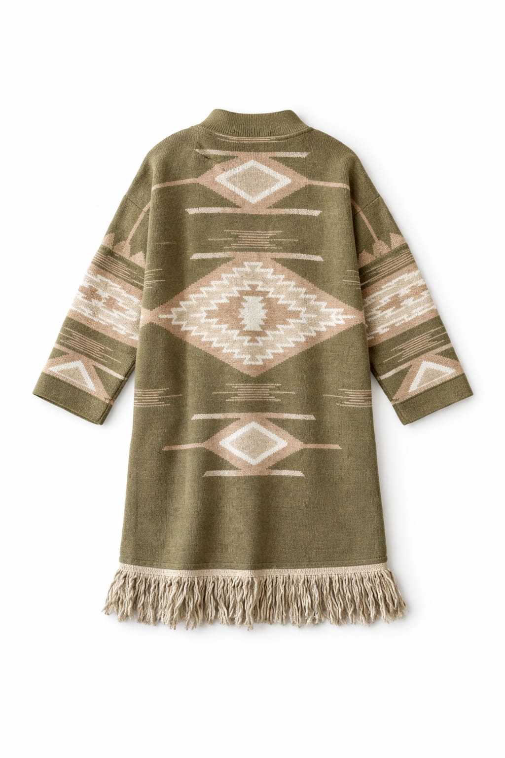 Aztec Olive Ruffle Cardigan