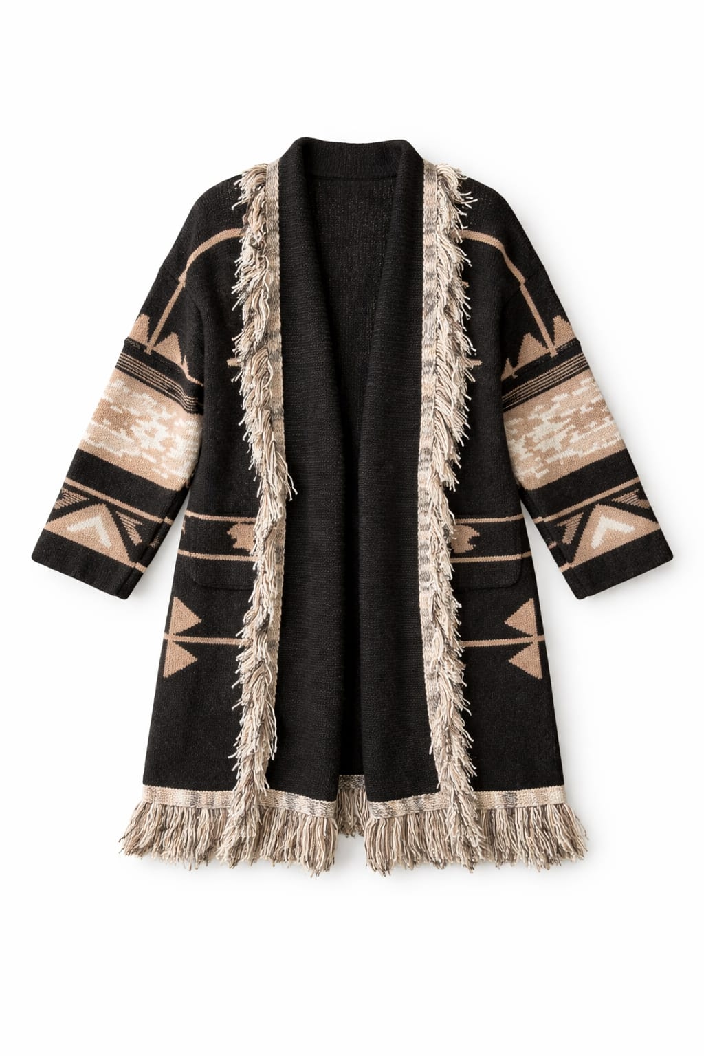 Aztec Black Ruffle Cardigan