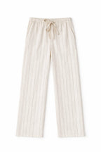 Beige Striped Rope Linen Pants