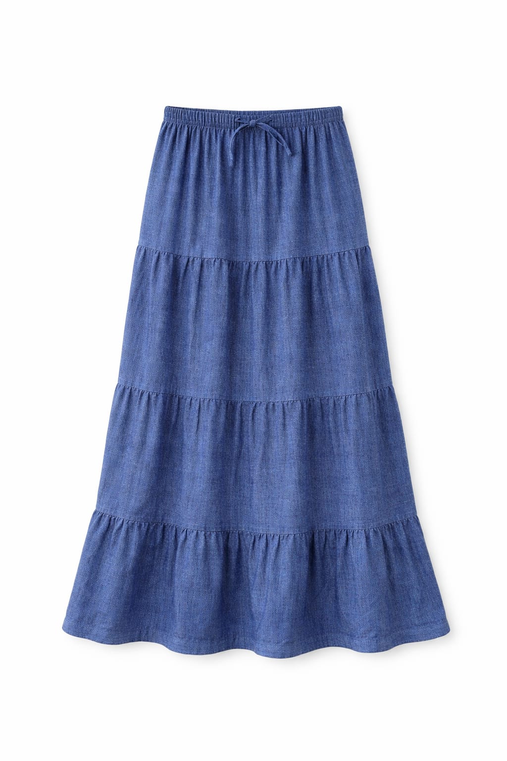 Navy Light Denim Tiered skirt