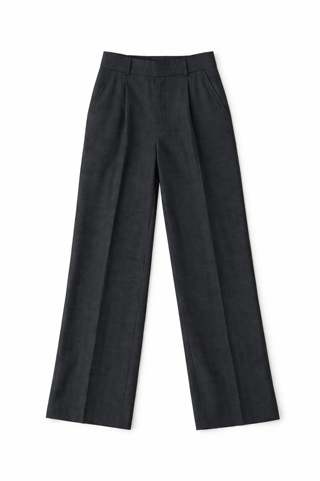 Black Checkered Frillu Signature Pleated Pants