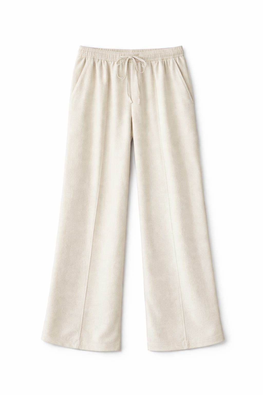 Ivory Middle Line Linen Rope Pants