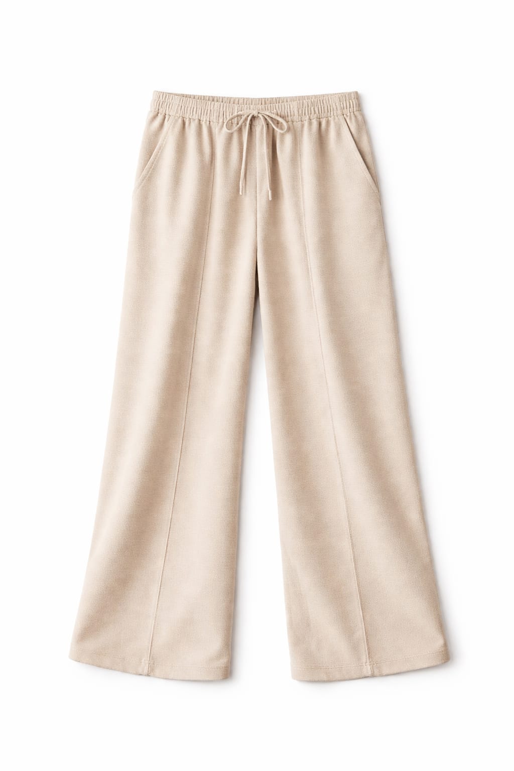 Beige Middle Line Linen Rope Pants