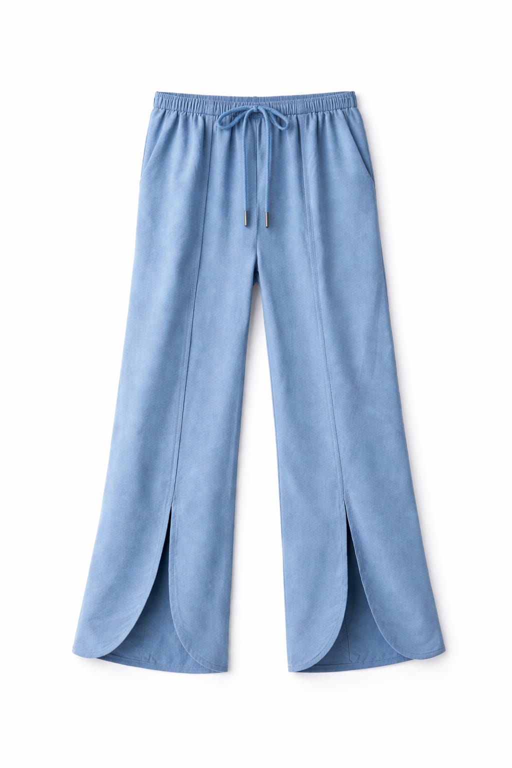 Baby Blue Middle Line Ropped In Pants