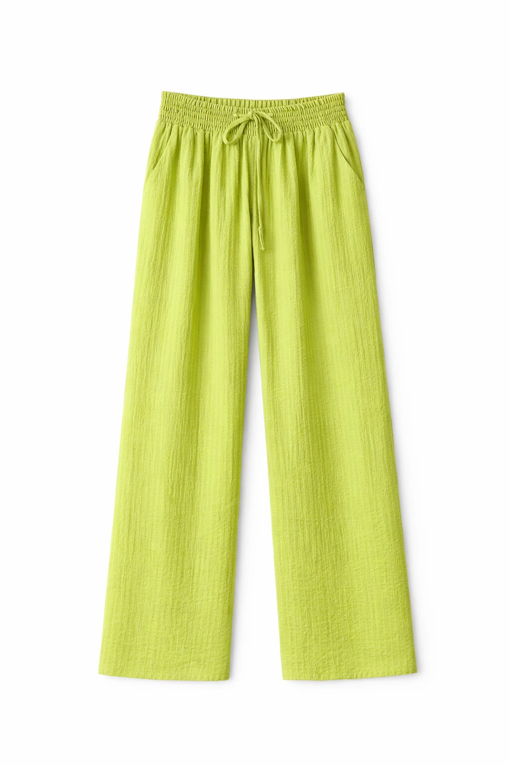 Lime Elastic Rope Crinkle Pants