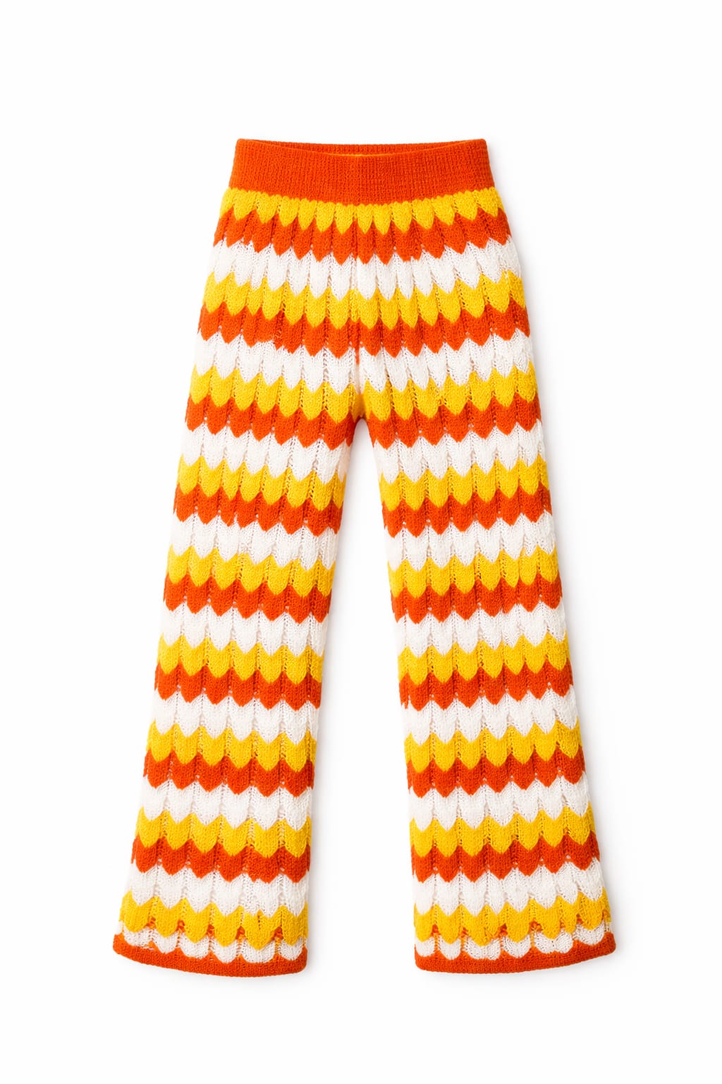 Orange Giving Waves Crochet Pants