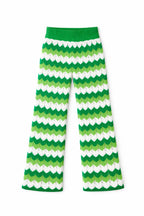 Green Giving Waves Crochet Pants