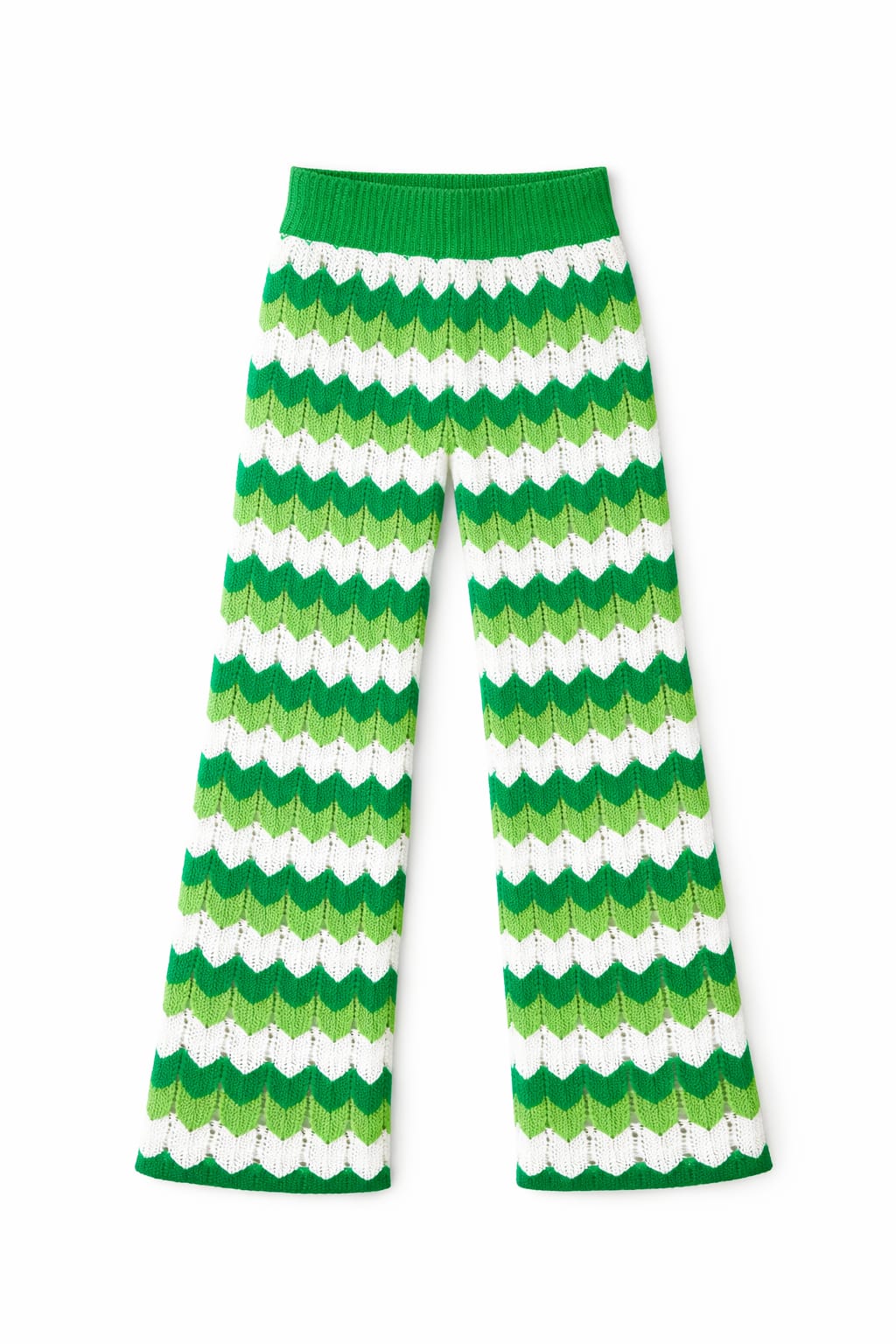Green Giving Waves Crochet Pants