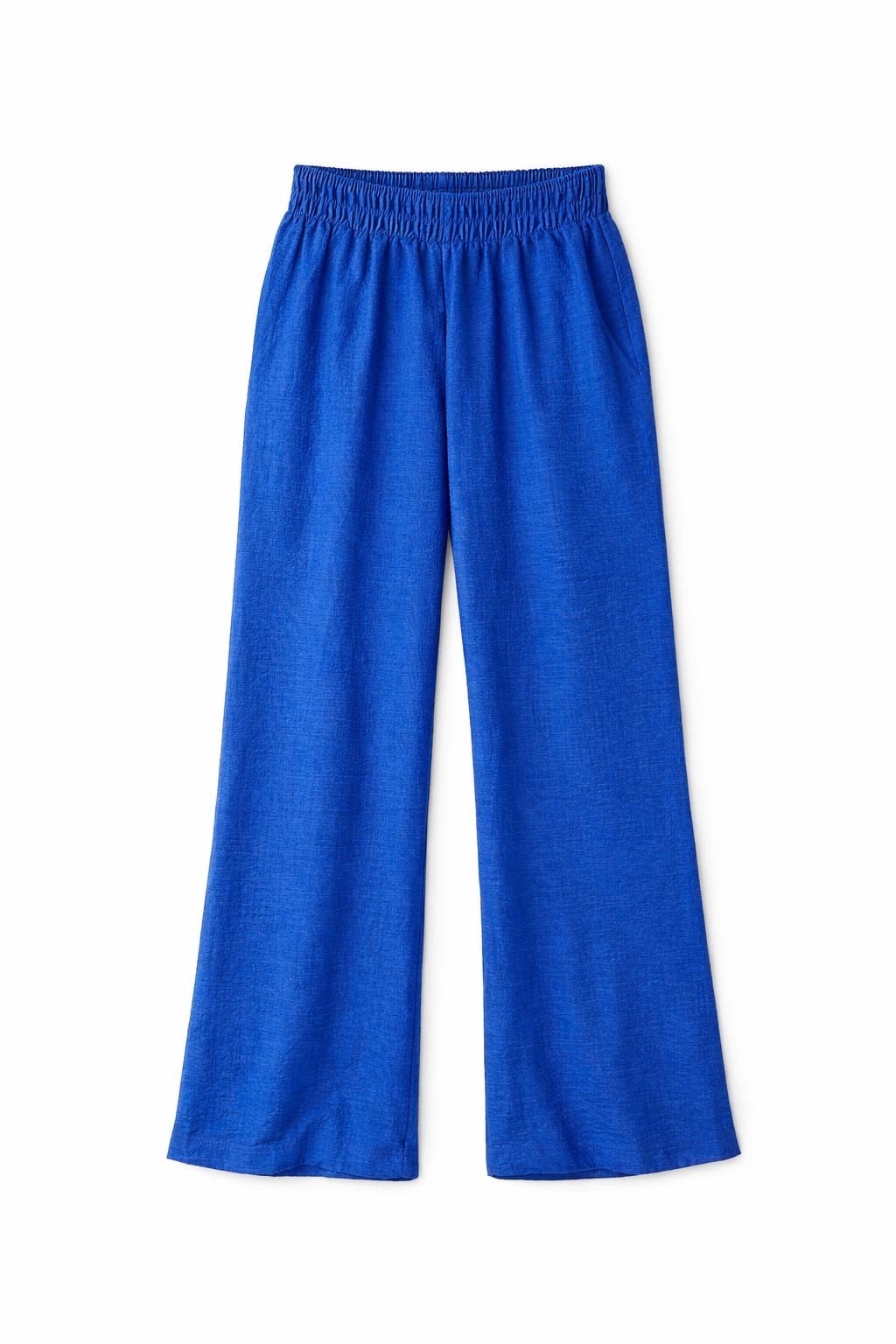 Blue Flowy Linen Pants