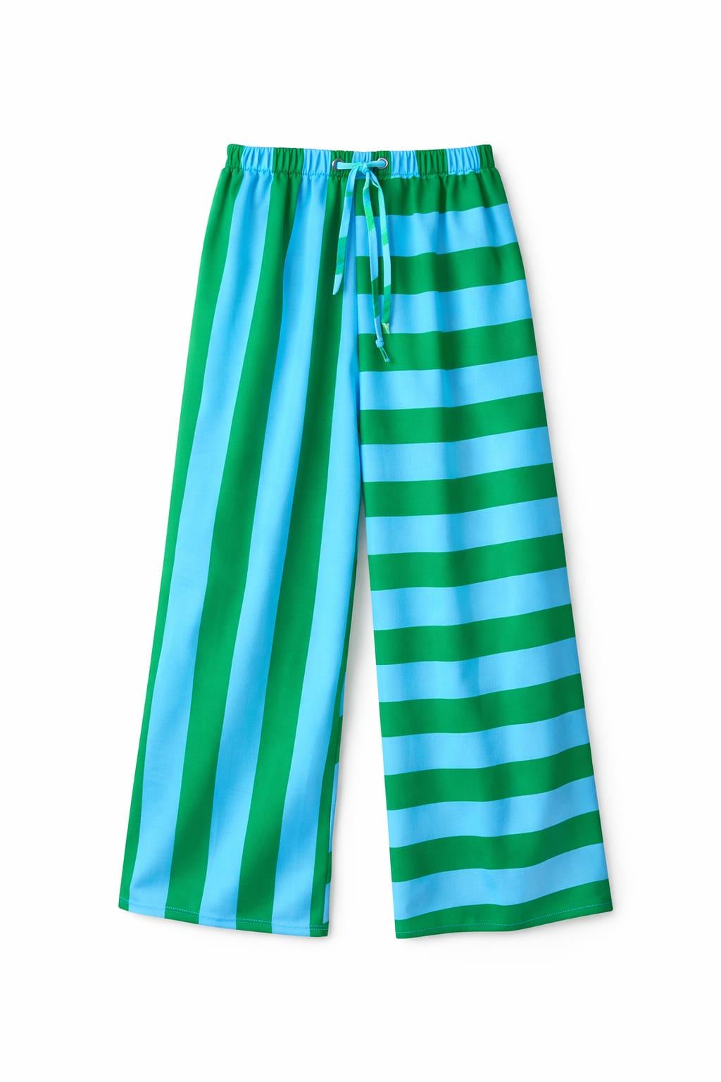 Green & Blue Striped Colored Pants