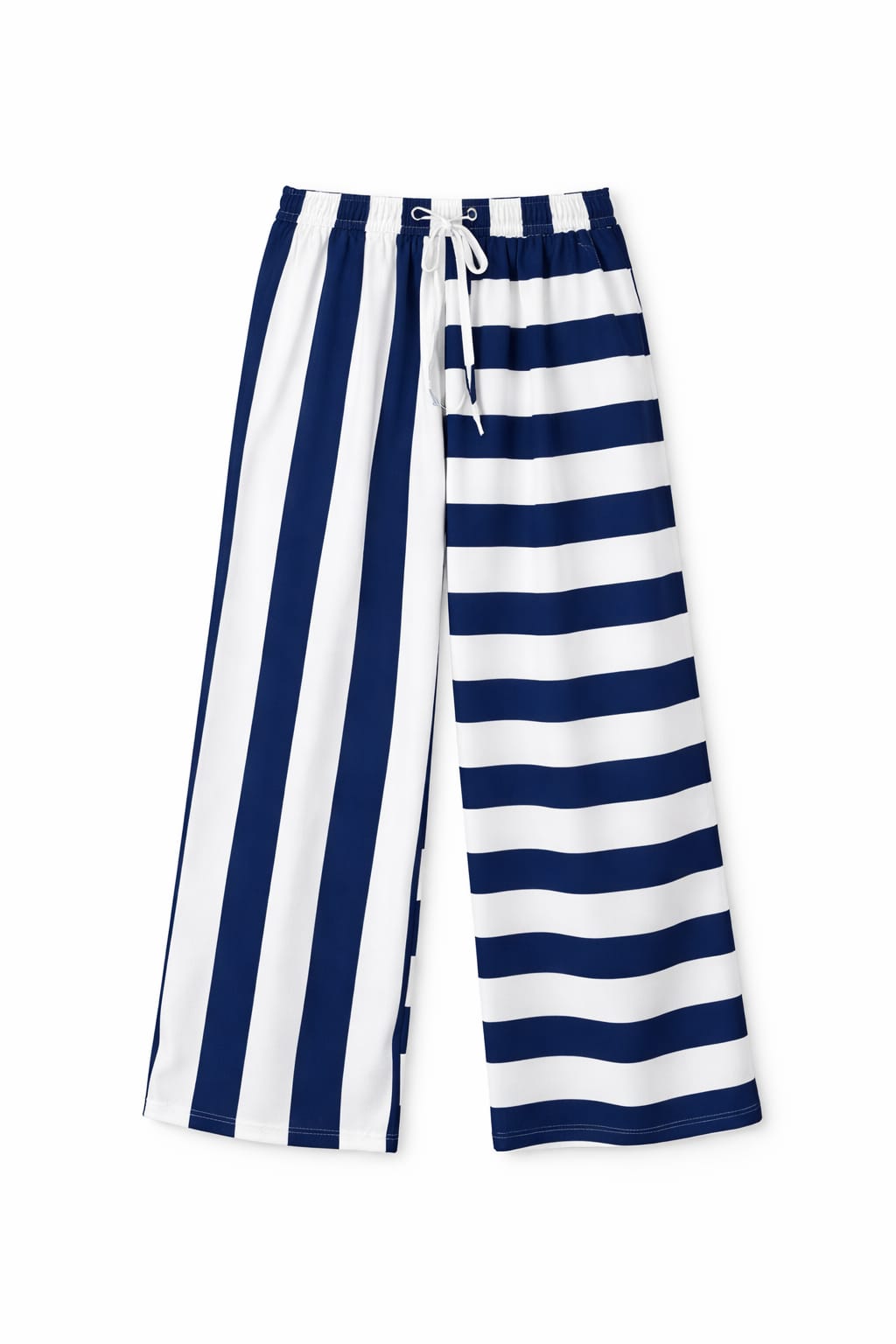 Navy & White Striped Colored Pants