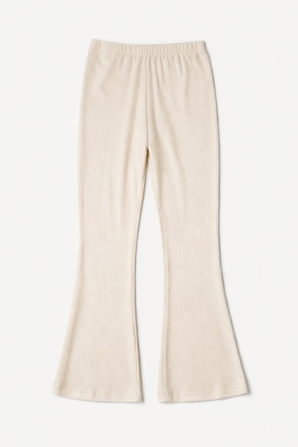 Beige Ribbed flare Pants