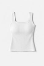 White 130 Ribbed Square Neck Top