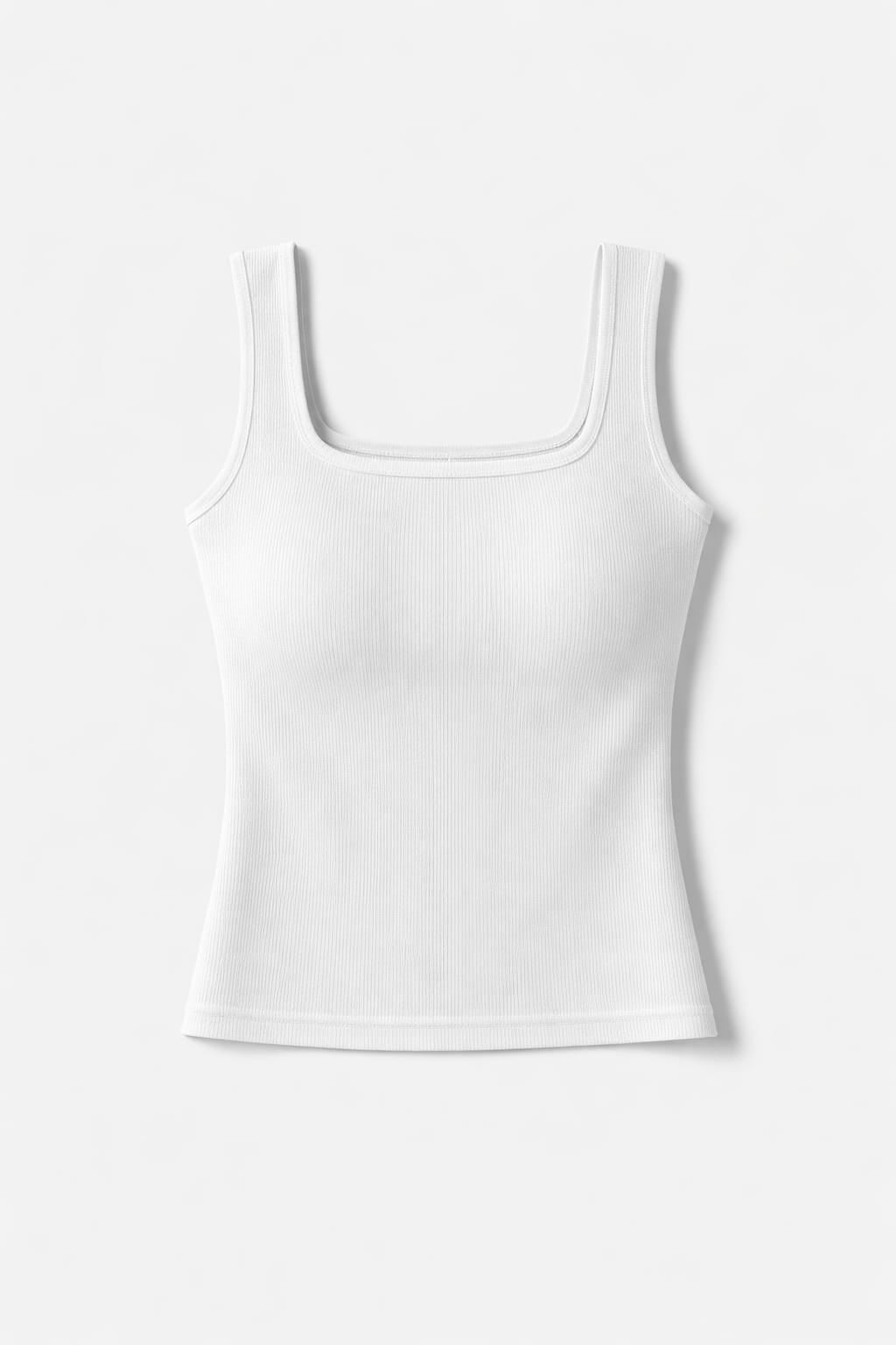 White 130 Ribbed Square Neck Top