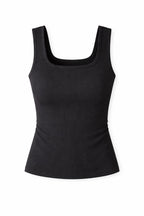 Black 130 Ribbed Square Neck Top