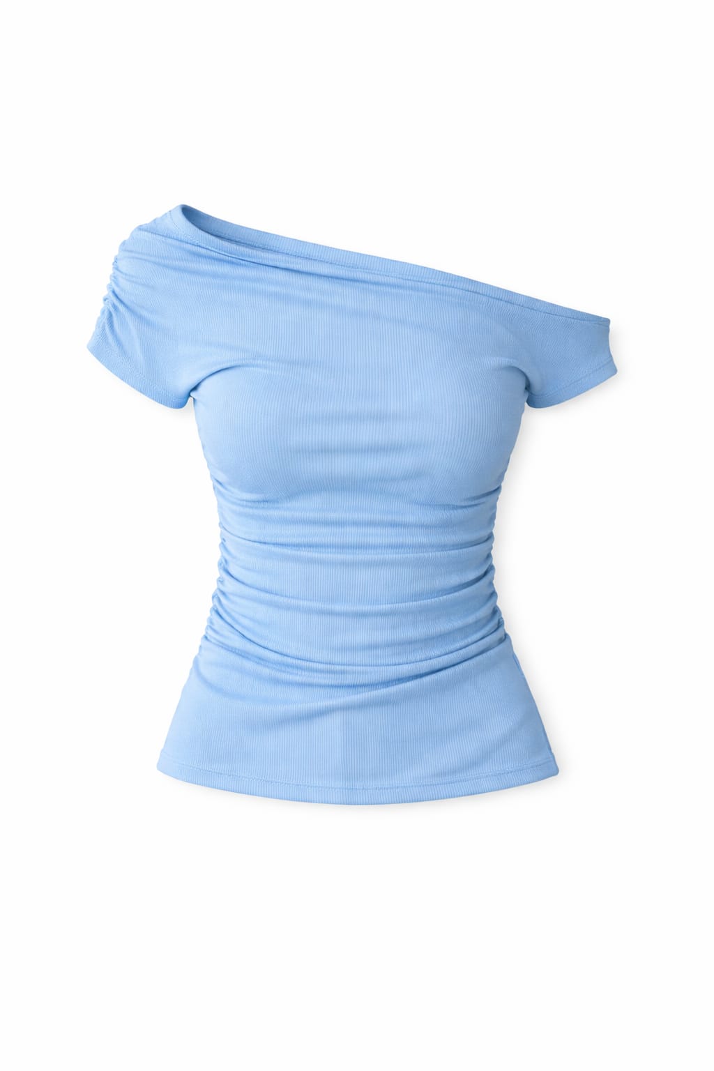 Baby Blue 130 Off Shoulder Ruched Top