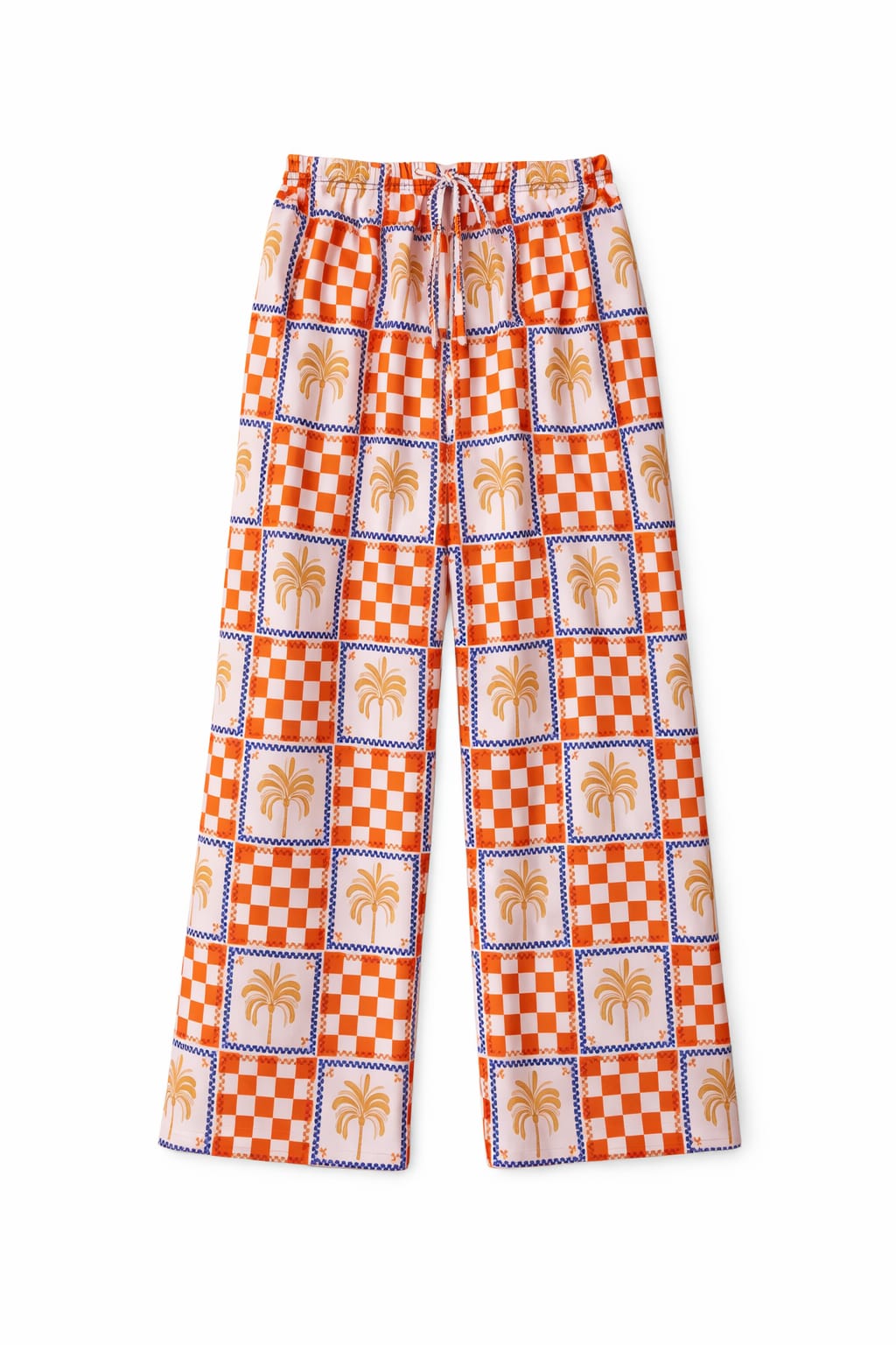 Checkered Palms Printed Pants