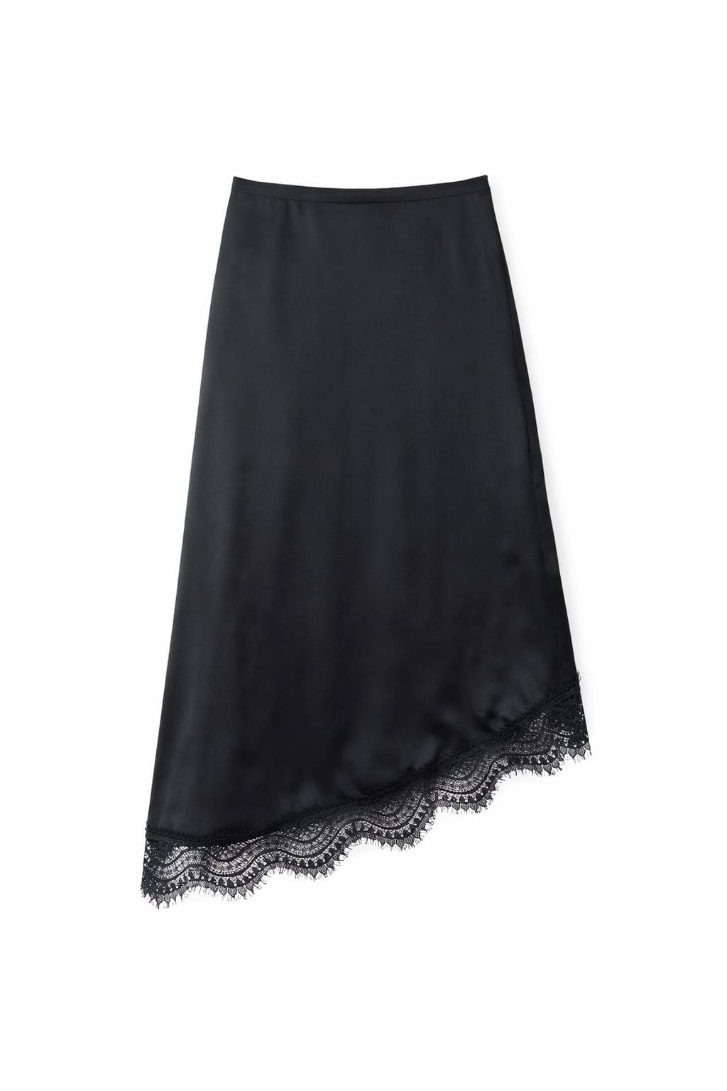Asymmetrical Satin Lace Skirt