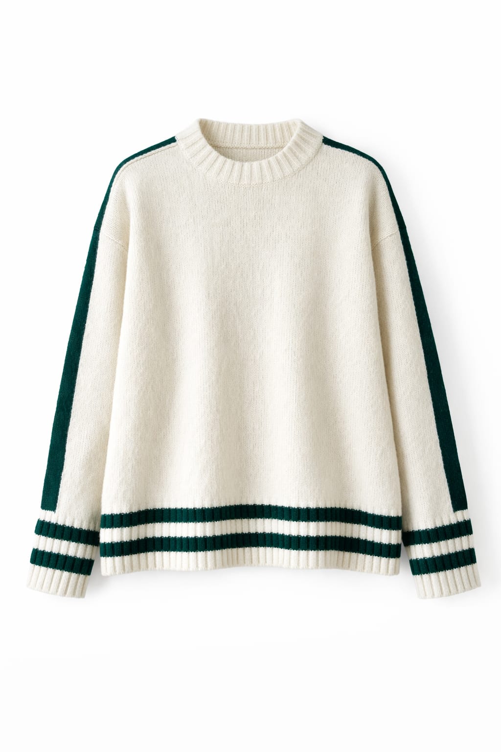 White Side Stripe Knit Pullover
