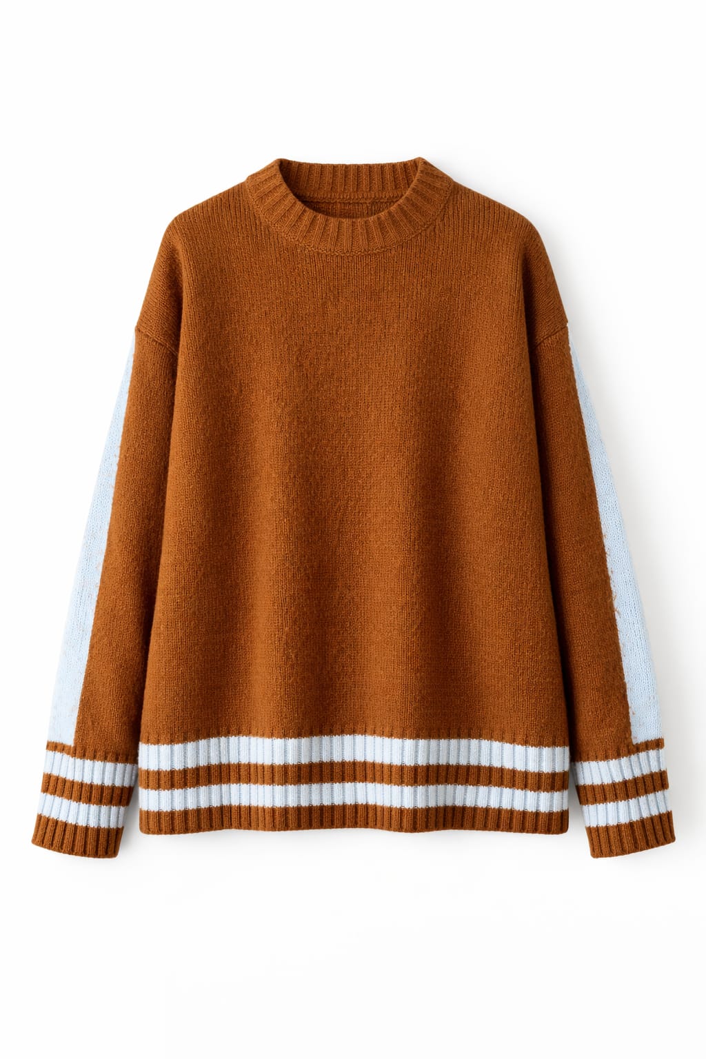 Brown Side Stripe Knit Pullover
