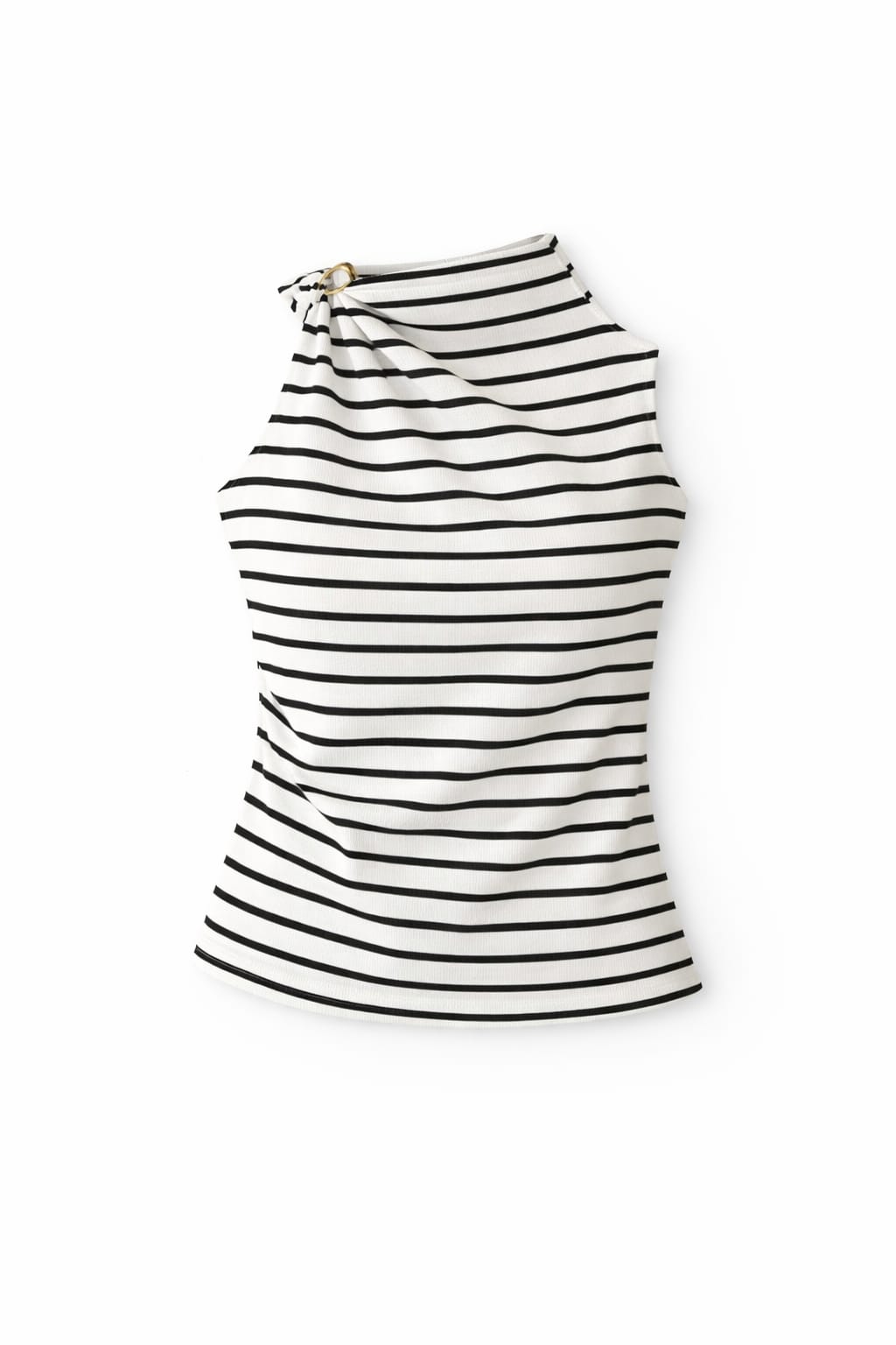 White Striped Ring Tie Top