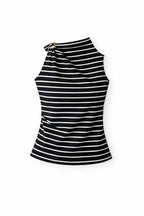Black Striped Ring Tie Top