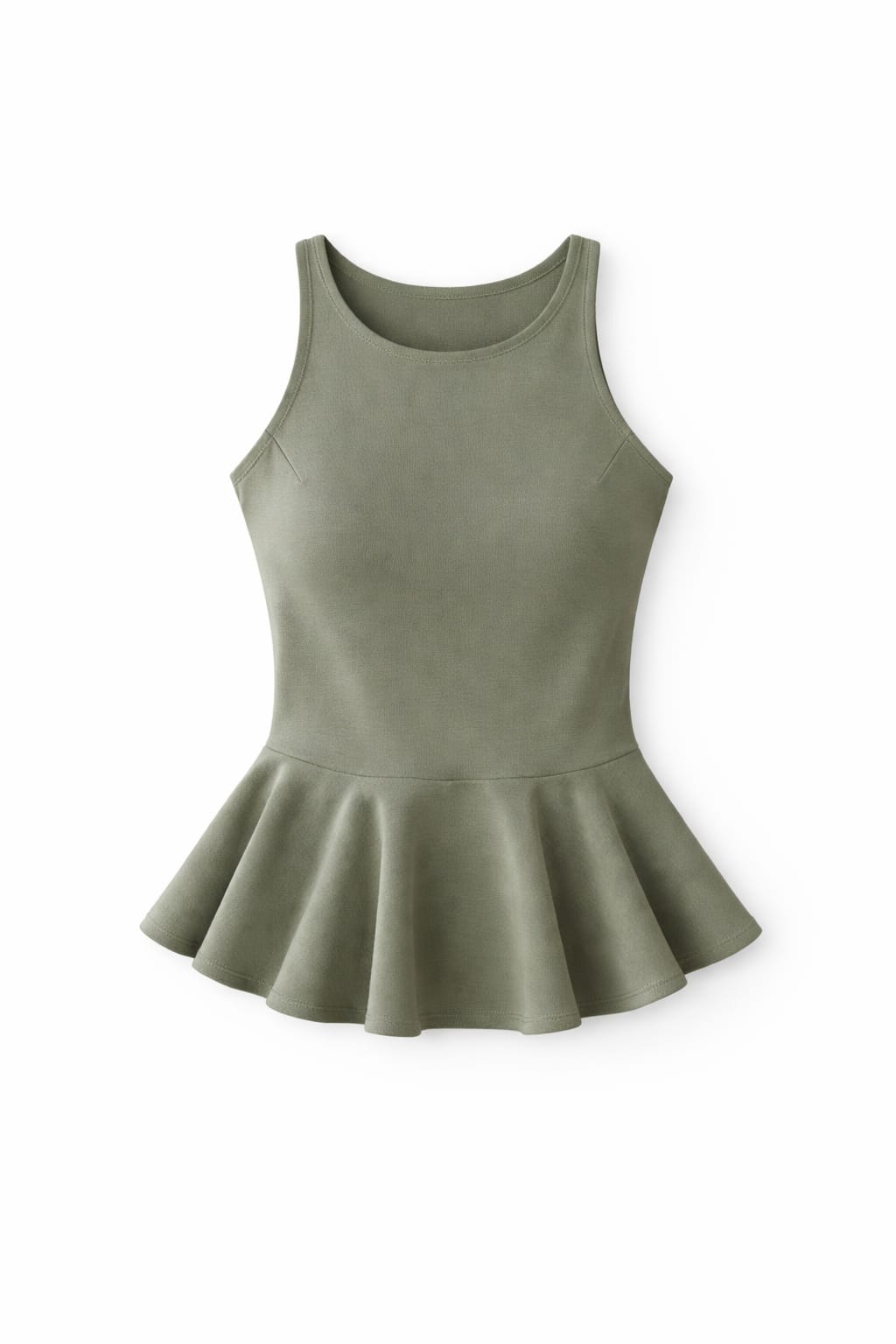 Olive Peplum Scuba Top