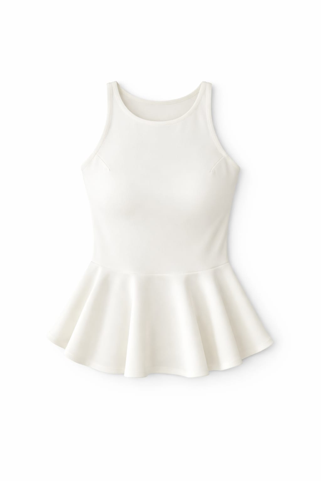 White Peplum Scuba Top