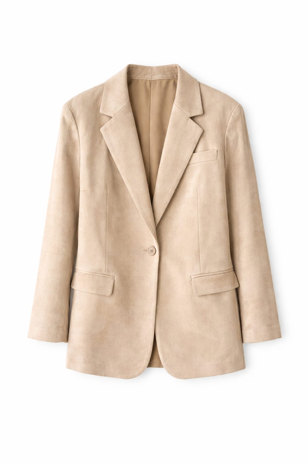 Beige Summer Suede Oversized Blazer