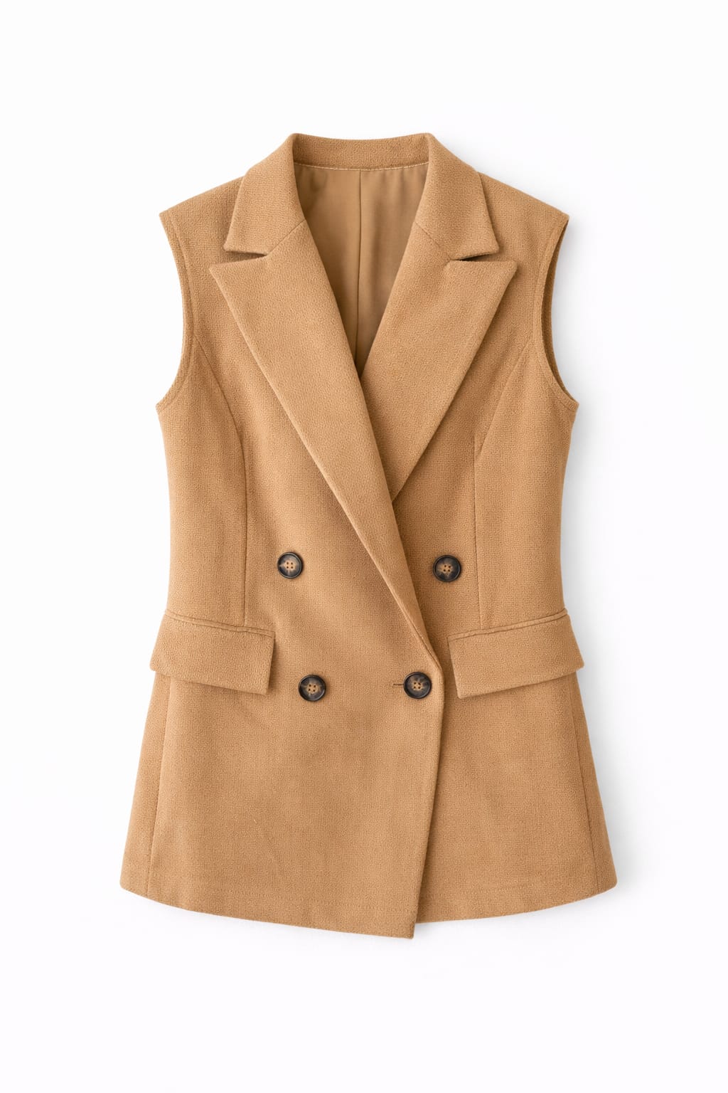 Camel Tailored Sleeveless Vest