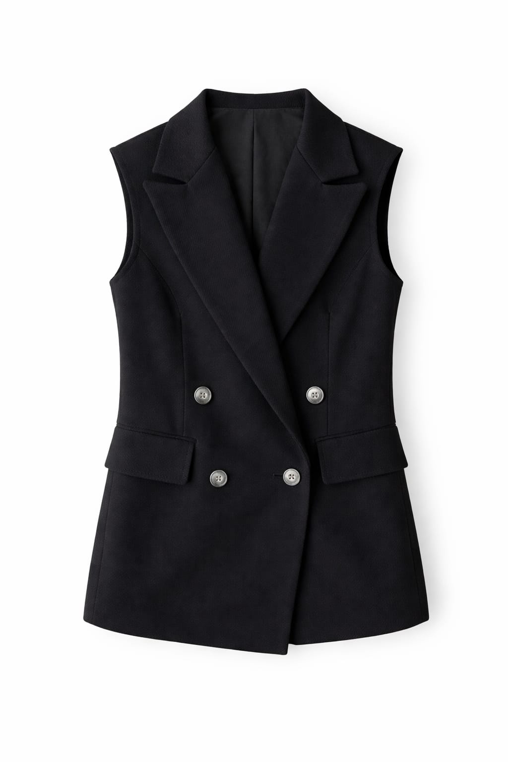 Black Tailored Sleeveless Vest