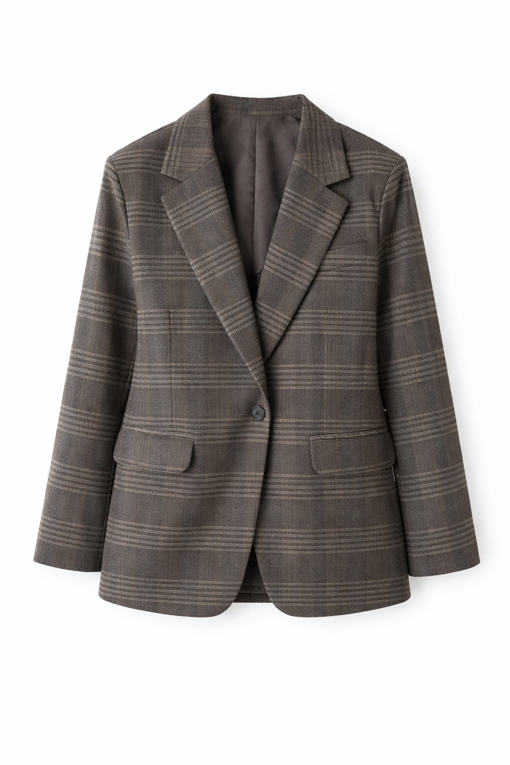 Brown Plaid Oversize Blazer