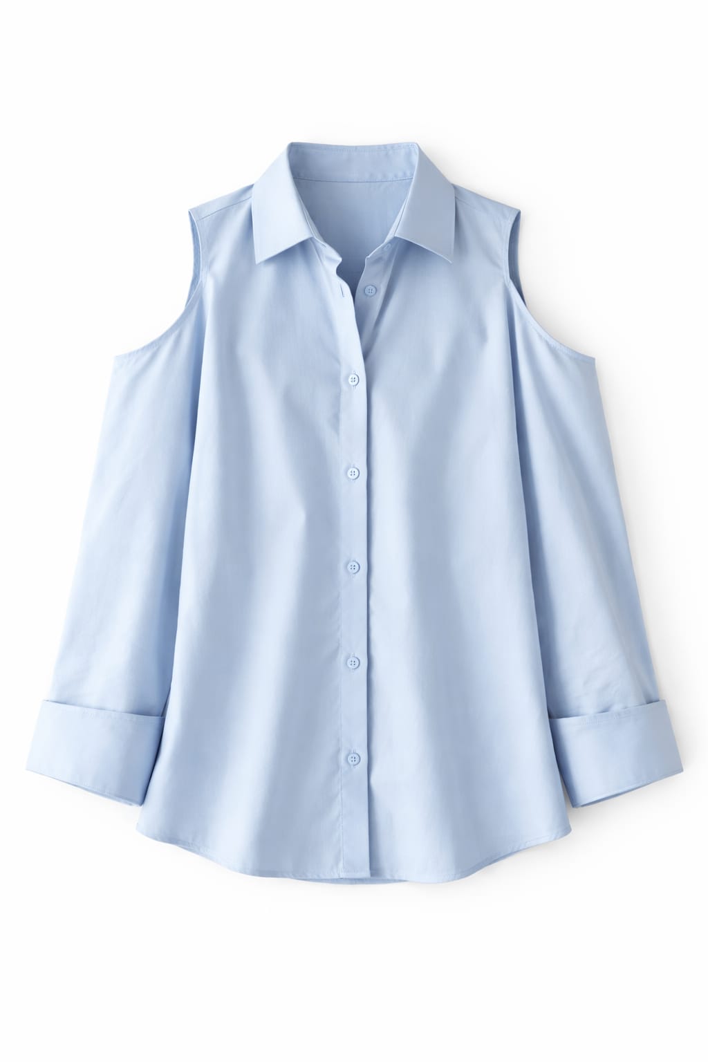 Baby Blue Cut Out Shoulder Shirt