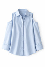 Baby Blue Cut Out Shoulder Shirt
