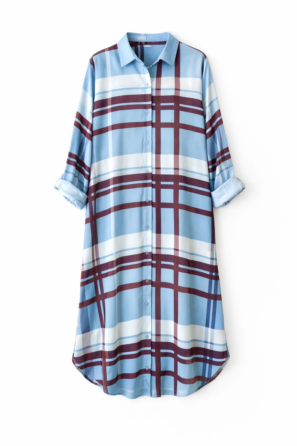 Plaid Satin Long Shirt